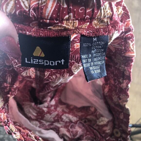 Vintage Liz Sport Women's Shorts Medium Modern Red Floral High Waisted Boho - Picture 11 of 11